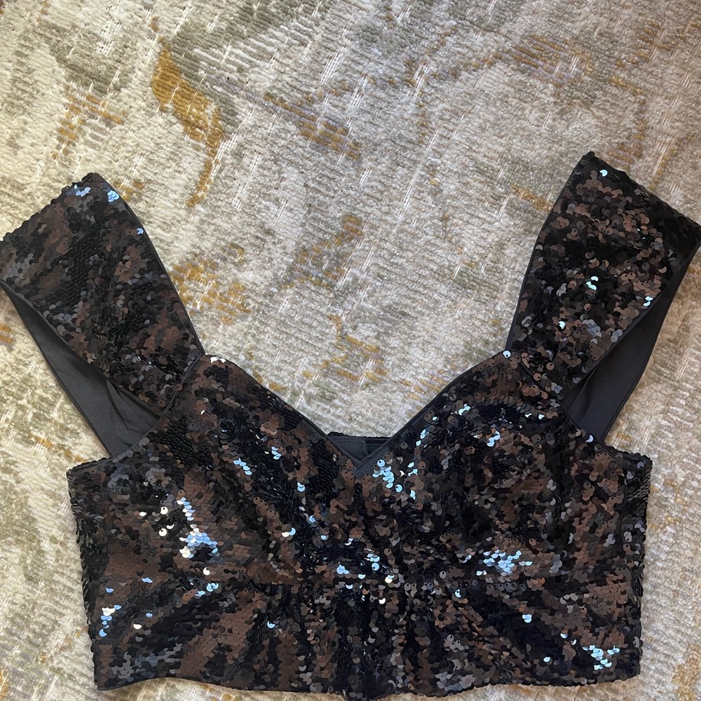 H&M x Simone Rocha Black Sequin top size US4